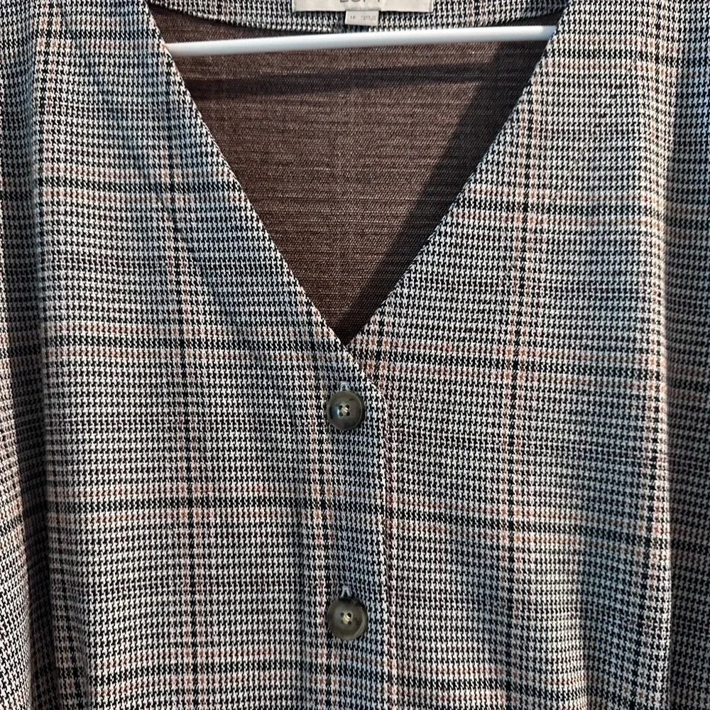 Loft Tan, Brown, Black Plaid Dress - Picture 2 of 4